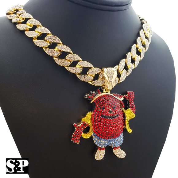 KOOL AID MAN & 18" Full Iced Cuban Choker Chain - Picture 3 of 5